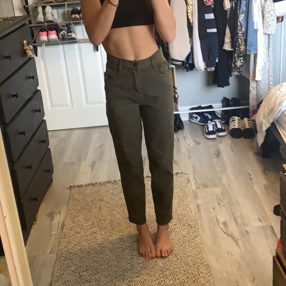Dark forest green mom jeans - Picture 2 of 5